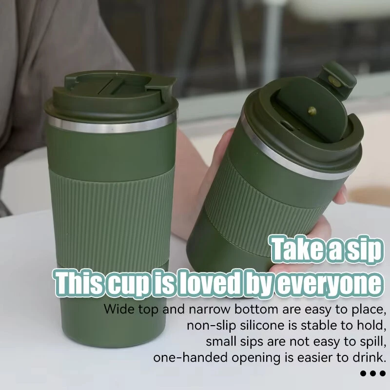 (image for) IPRee 510ml Double Stainless Steel Coffee Thermos Mug with Non-Slip Case Car Vacuum Flask Travel Insulated Bottle Coffee Cup Mug Milk Cup